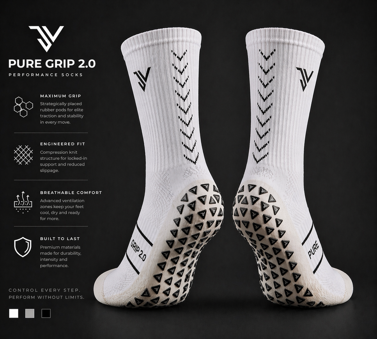 JV Grip Socks 2.0 White